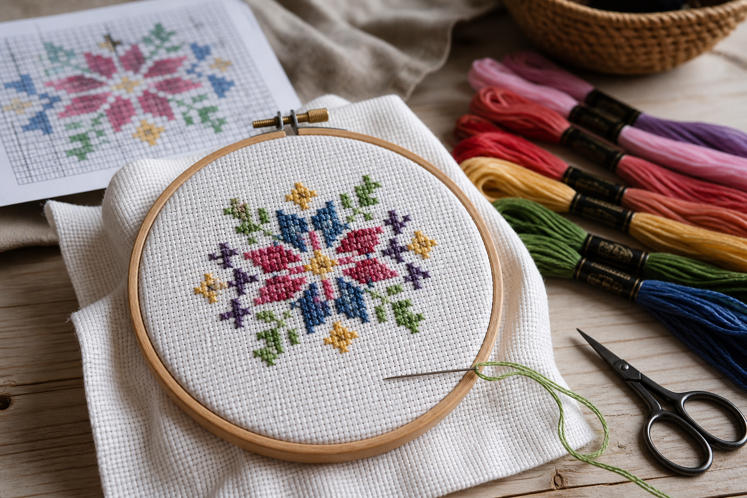 La broderie au point de croix devient facile avec les bons repères