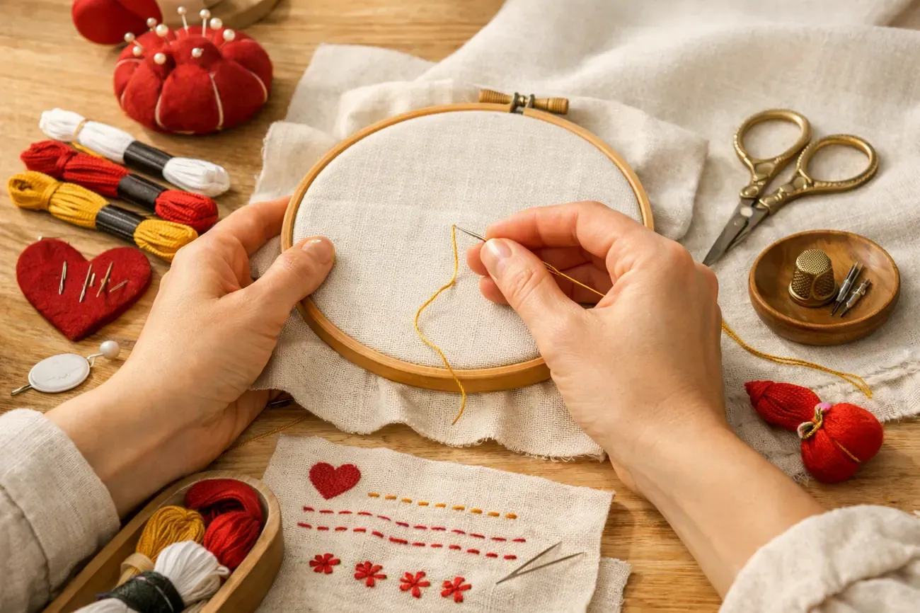 Le matériel de base pour une broderie débutant : le geste en atelier