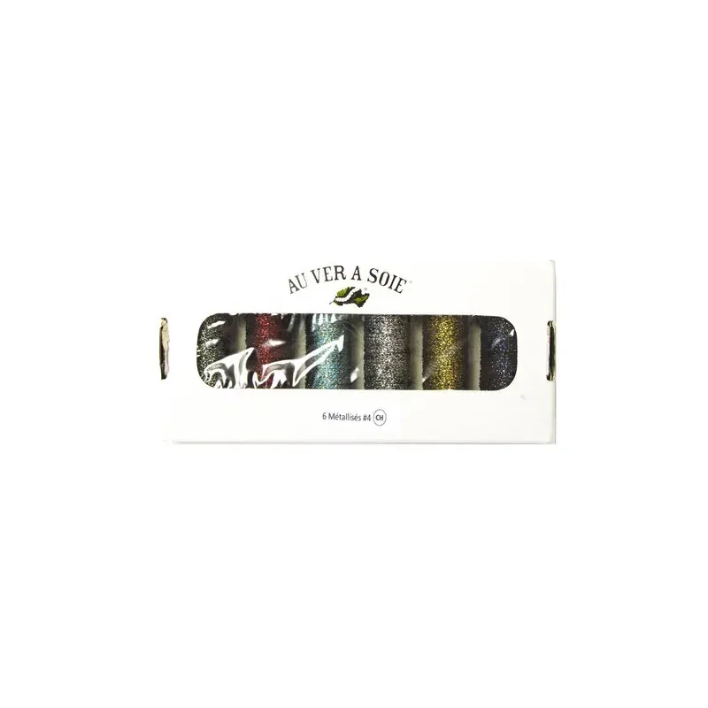 Assortiment 6 fils métallisés tressés 4 pour broder : vue 1