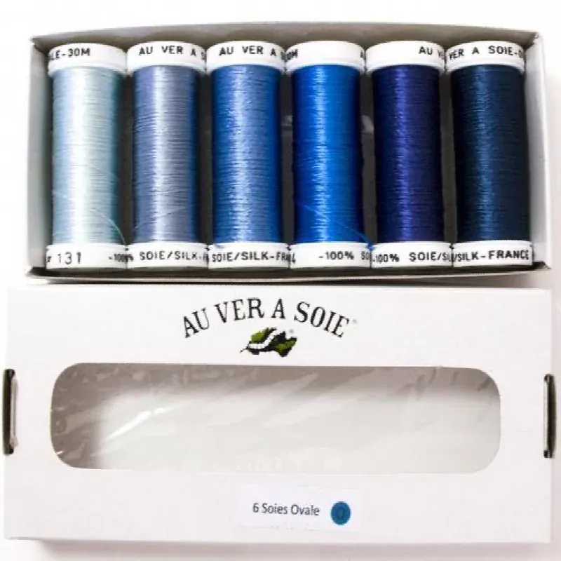 Assortiment Soie Ovale bleu orage, 6 nuances à broder : vue 1