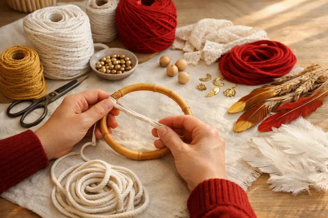 Le matériel à prévoir pour un attrape-rêve en macramé : le geste en atelier