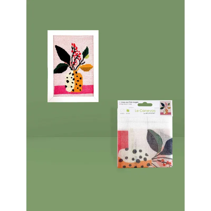 Canevas vase aux pois rouges, motif 15 x 20 cm : vue 1