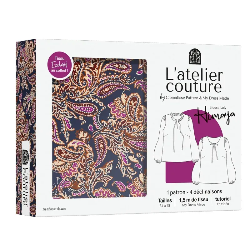 Coffret couture blouse Laly, tissu Himaya imprimé en France : vue 1