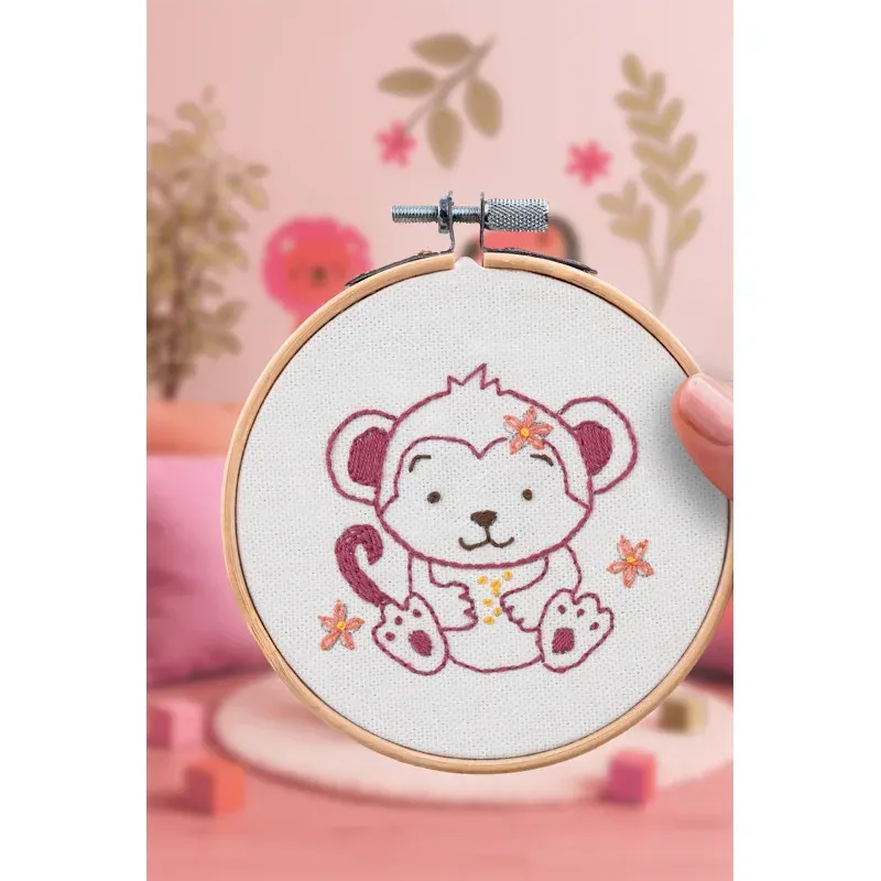 Kit broderie décorative bébé singe pour débuter : vue 1