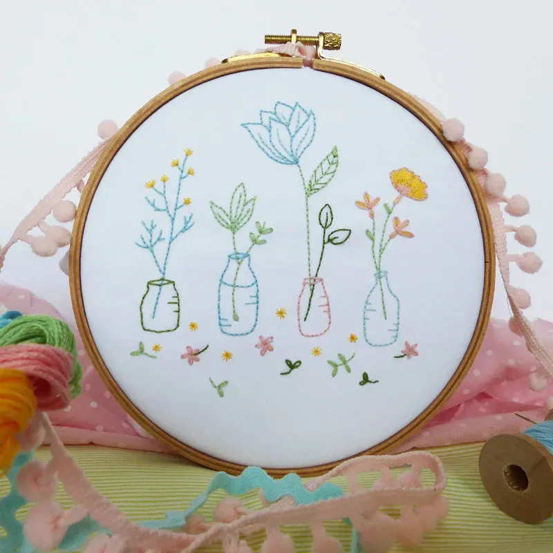 Kit broderie fleurs de printemps, 21 x 21 cm : vue 1
