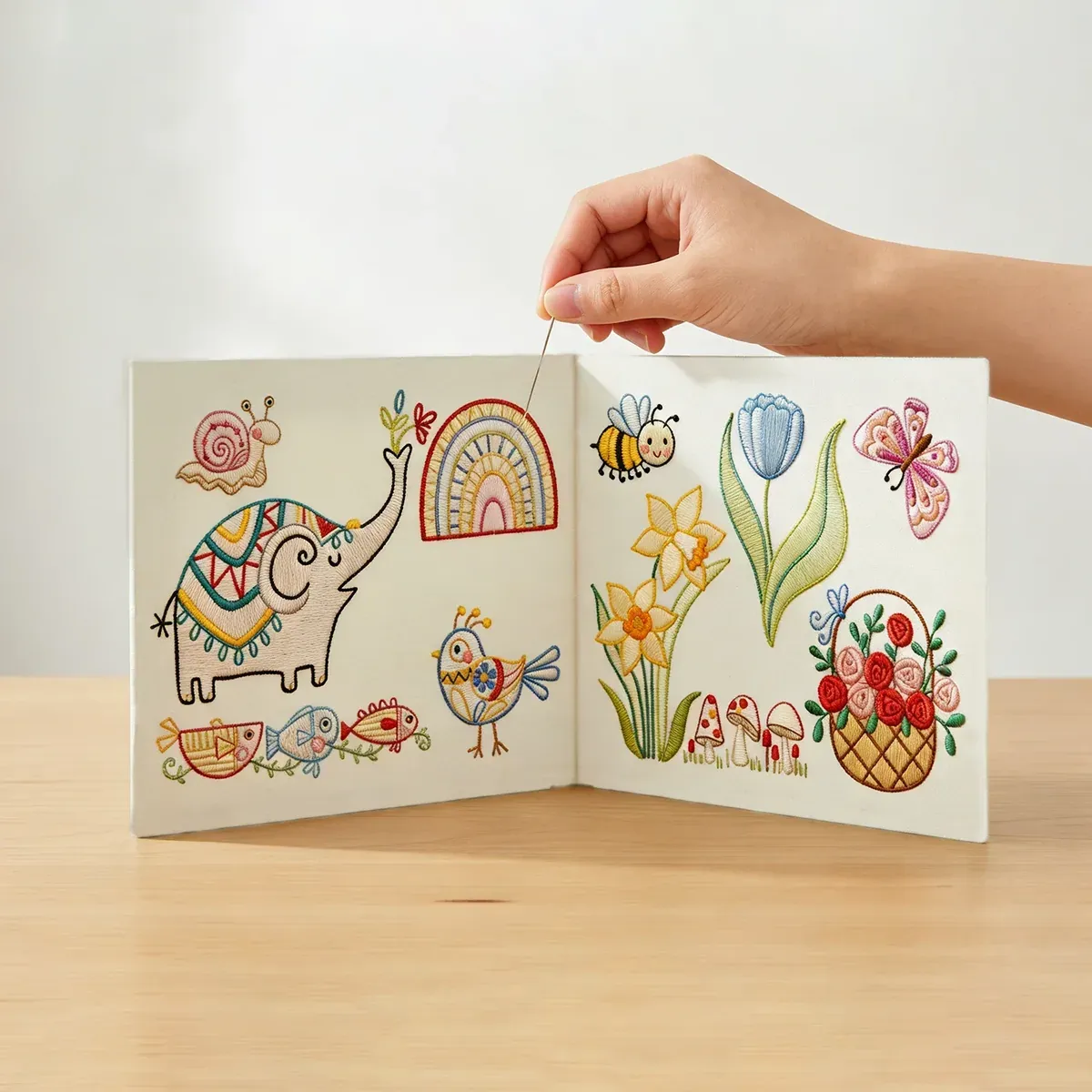 Kit de broderie à la main débutant, 9 tissus préimprimés : vue 1