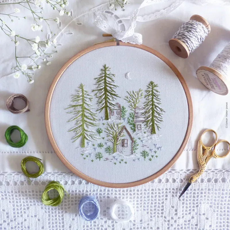 Kit broderie nuit enneigée de Noël, 21 x 21 cm : vue 1