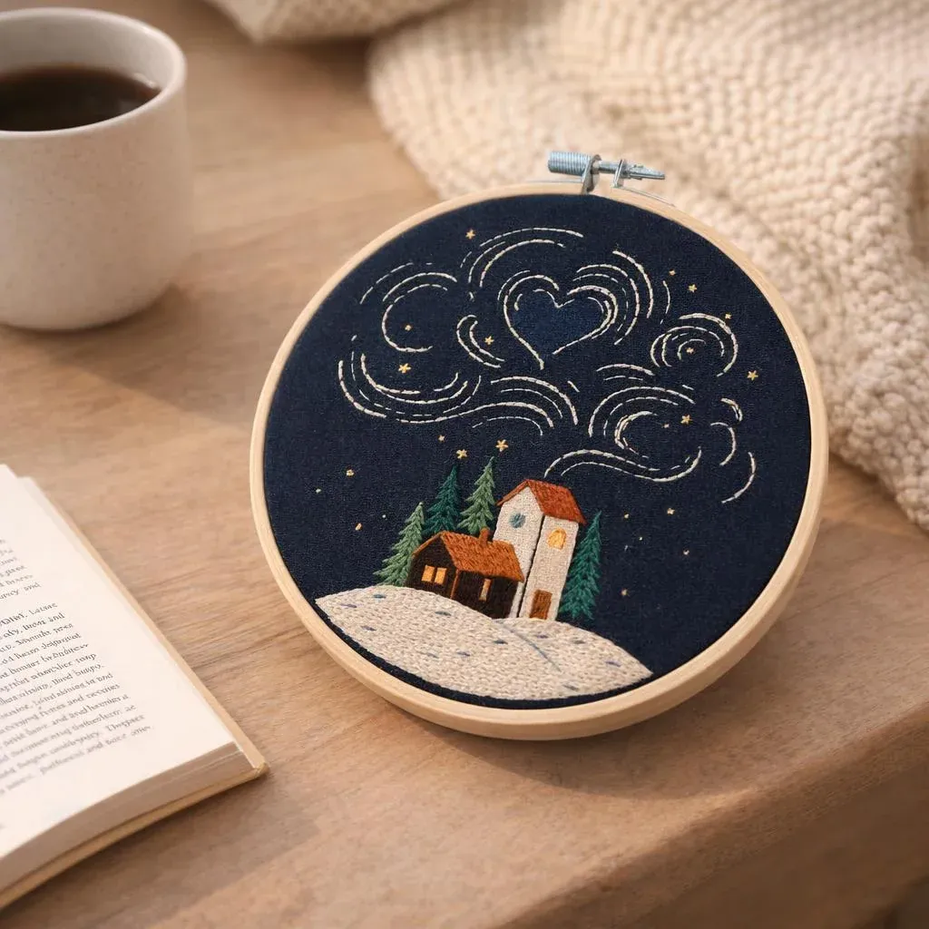 Kit broderie Nuit étoilée tambour 20 cm