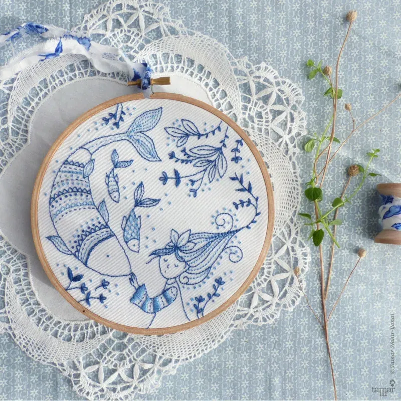 Kit broderie Ocean Princess, mer et personnages, 21 x 21 cm : vue 1