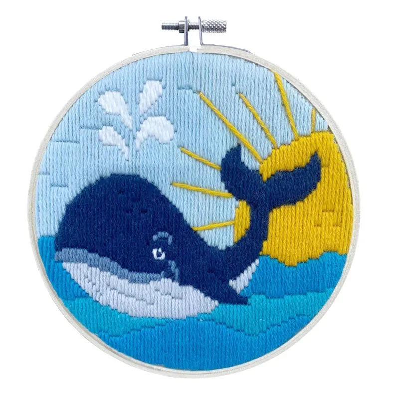 Kit broderie au point lancé baleine, tambour 15 cm : vue 1
