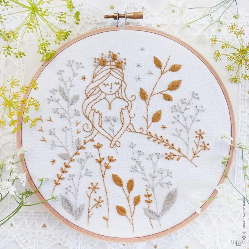 Kit broderie princesse or et gris, 21 x 21 cm : vue 1