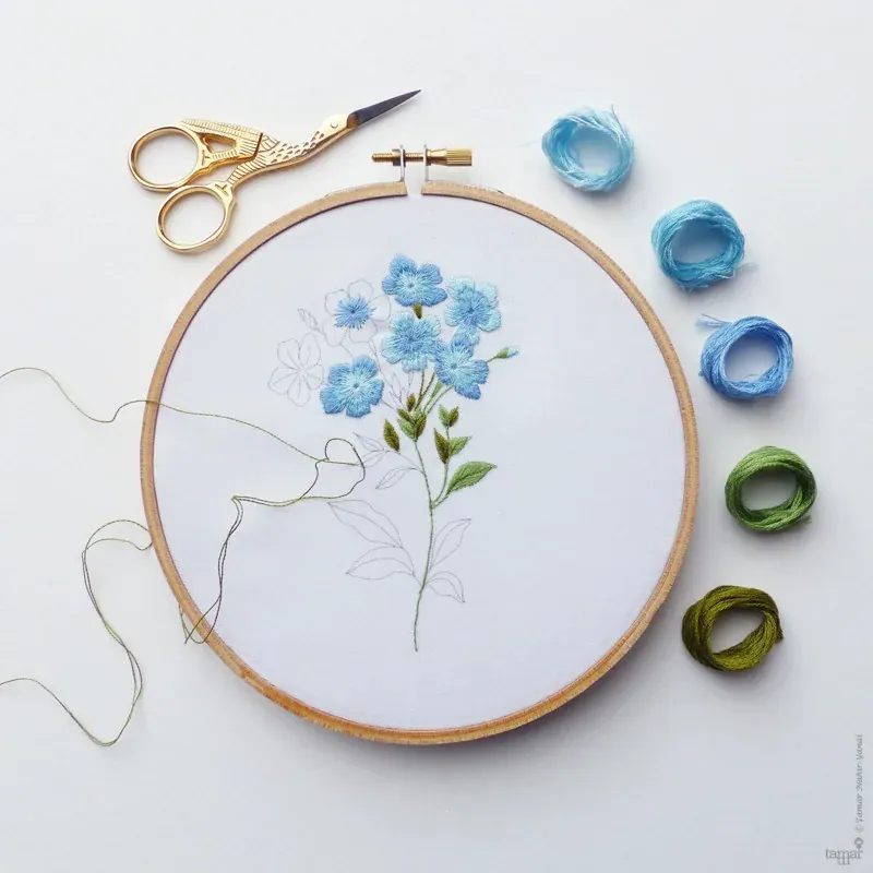 Kit broderie traditionnelle Blue Plumbago, 21 x 21 cm : vue 1