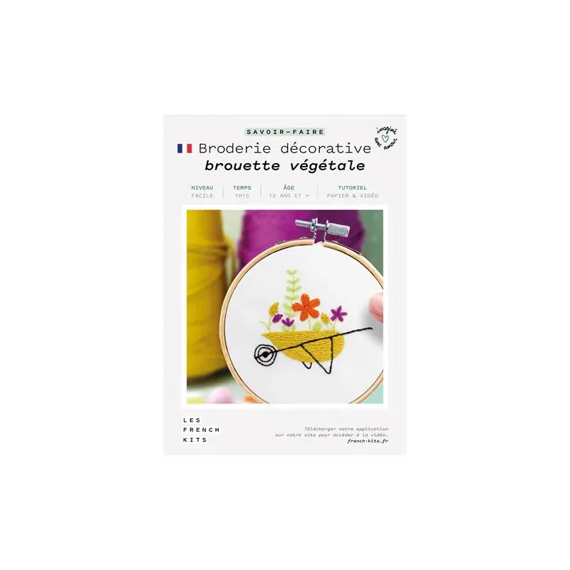 Kit broderie traditionnelle brouette végétale fleurie : vue 1