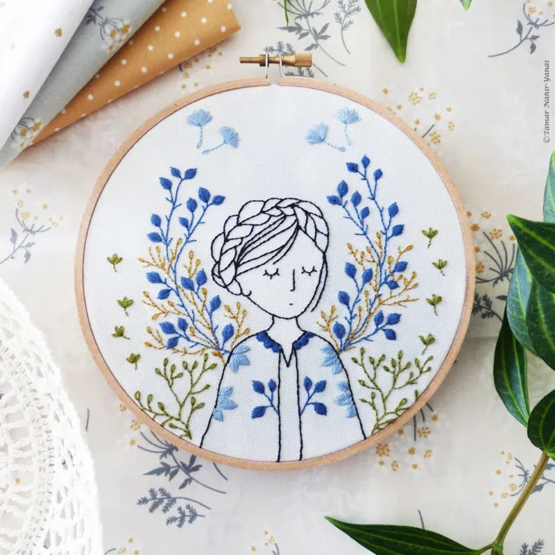 Kit broderie traditionnelle Dreamy Lady, 21 x 21 cm : vue 1