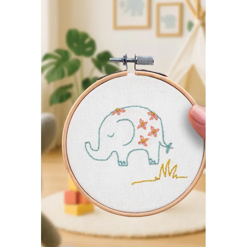 Kit broderie traditionnelle éléphant Les French Kits : vue 1