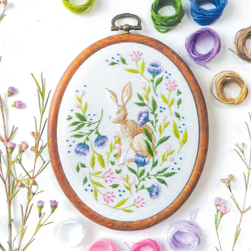 Kit broderie traditionnelle Garden Bunny, 16 x 16 cm : vue 1