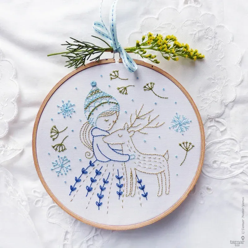 Kit broderie traditionnelle Golden Deer, 21 x 21 cm : vue 1