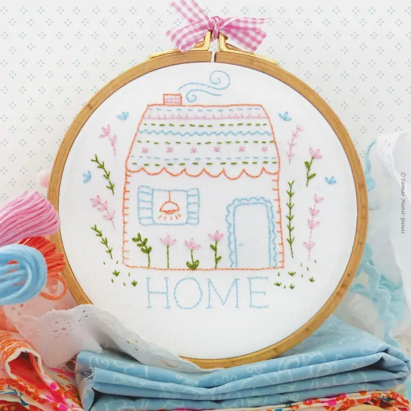 Kit broderie traditionnelle Home Sweet Home, 21 x 21 cm : vue 1