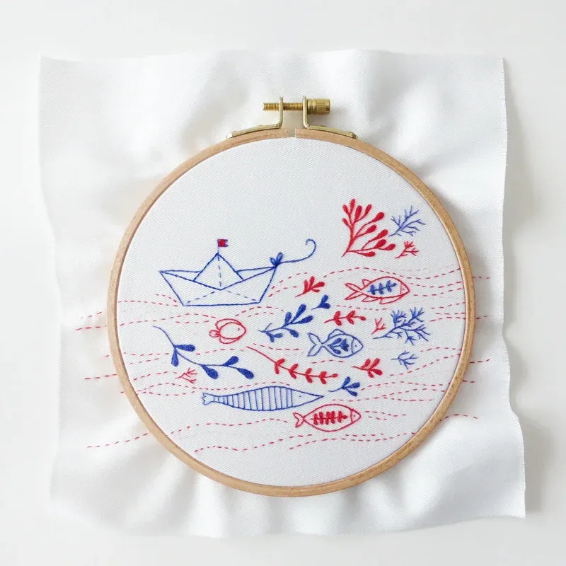 Kit broderie traditionnelle Sailing Upstream, 21 x 21 cm : vue 1