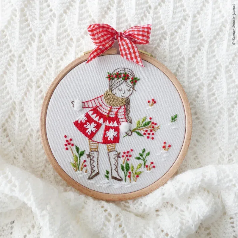 Kit broderie traditionnelle Snowy Girl, 16 x 16 cm : vue 1