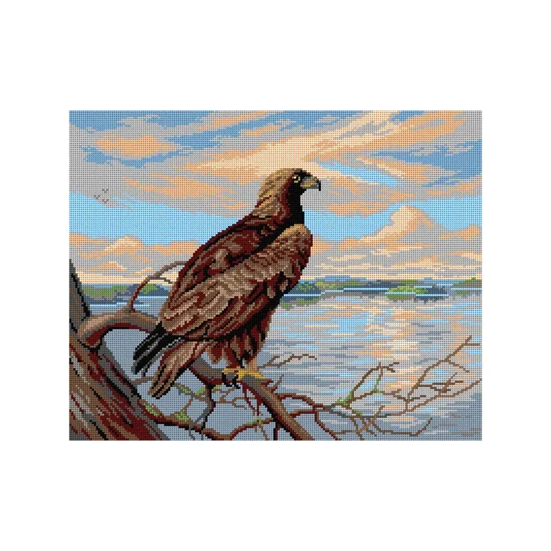 Kit canevas l’aigle sur le lac, toile coton 40 x 50 cm : vue 1