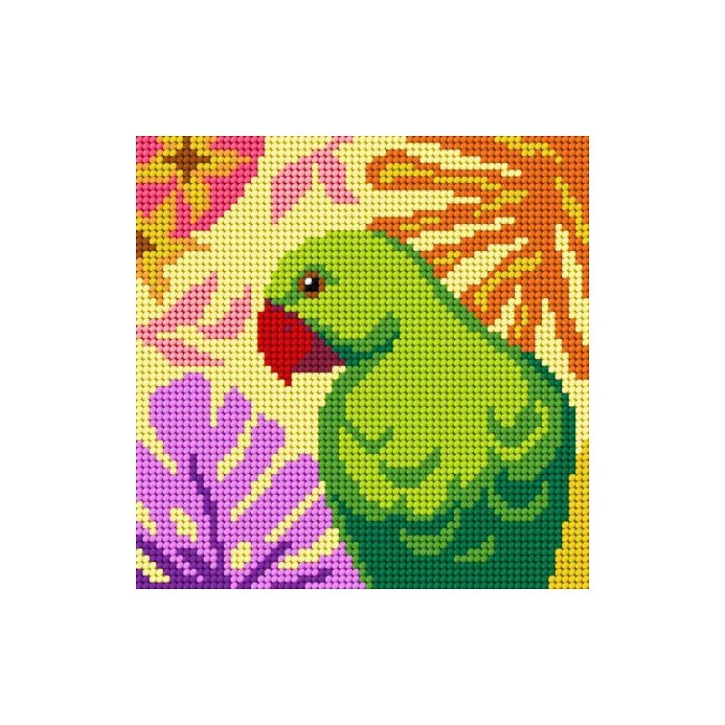 Kit canevas ara tropical Slowcraft, 26 x 26 cm : vue 1