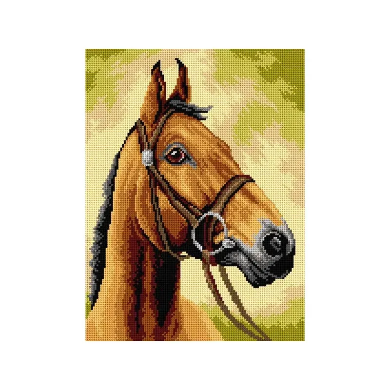 Kit canevas cheval sur toile blanche, 30 x 40 cm : vue 1