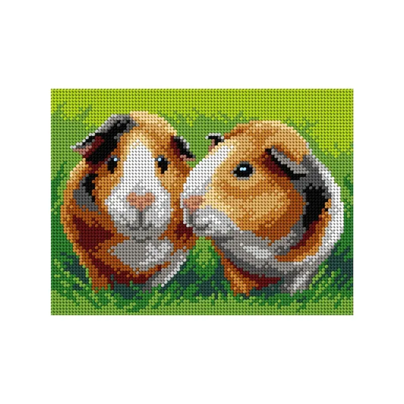 Kit canevas deux cochons d’Inde sur toile, 18 x 24 cm : vue 1