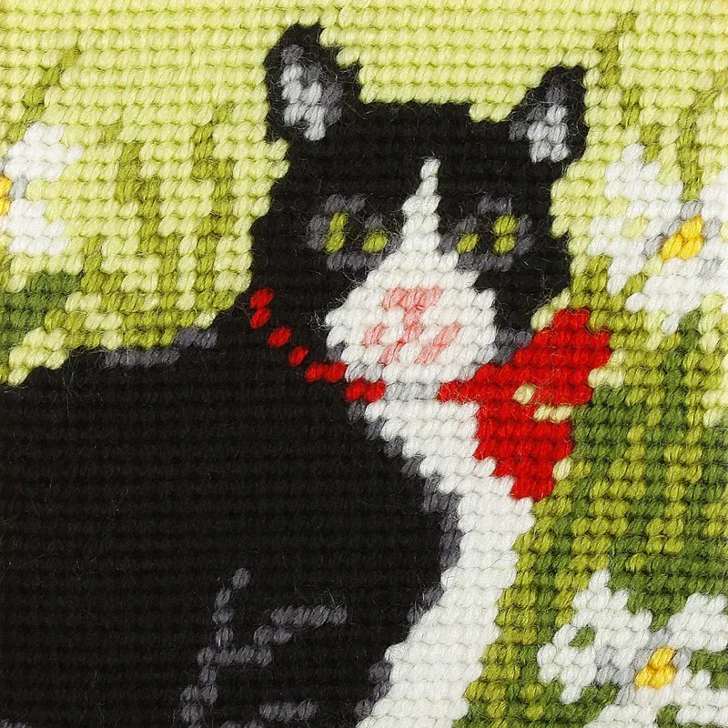 Kit canevas enfant chat au demi-point, 16,5 x 16,5 cm : vue 1