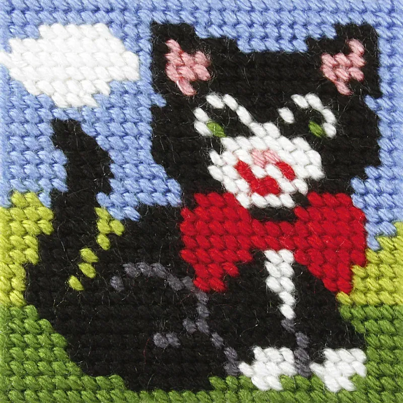 Kit canevas enfant chaton au nœud papillon, 10,5 cm : vue 1