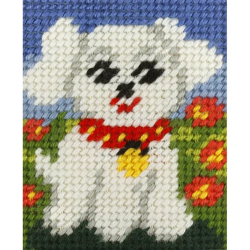 Kit canevas enfant chien blanc Orchidea, 17 x 20,5 cm : vue 1
