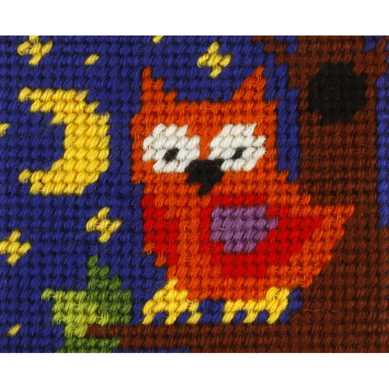 Kit canevas enfant chouette la nuit, 17 x 20,5 cm : vue 1