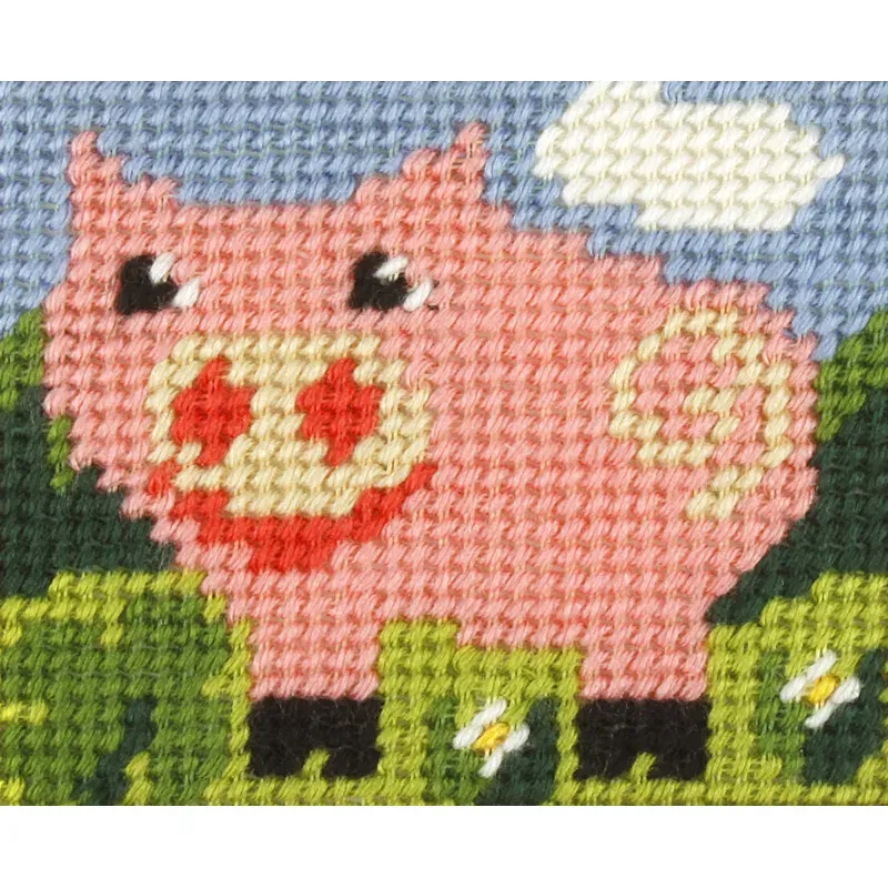 Kit canevas enfant cochon rose Orchidea, 17 x 20,5 cm : vue 1
