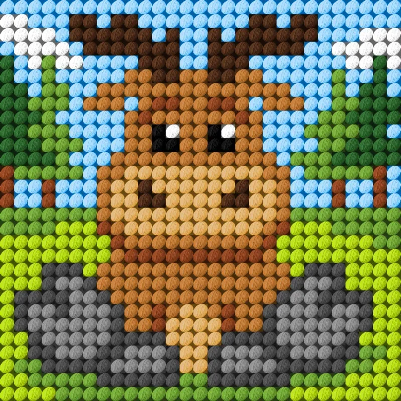 Kit canevas enfant le cerf au demi-point, 10,5 x 10,5 cm : vue 1
