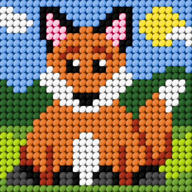 Kit canevas enfant le renard, 10,5 x 10,5 cm : vue 1