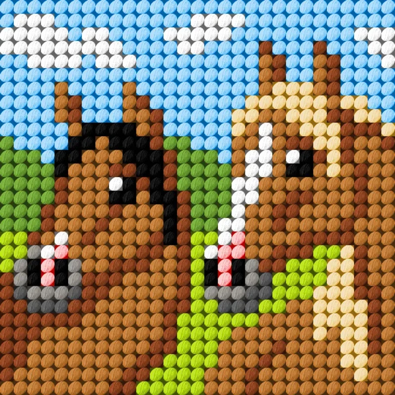 Kit canevas enfant les 2 chevaux, 10,5 x 10,5 cm : vue 1
