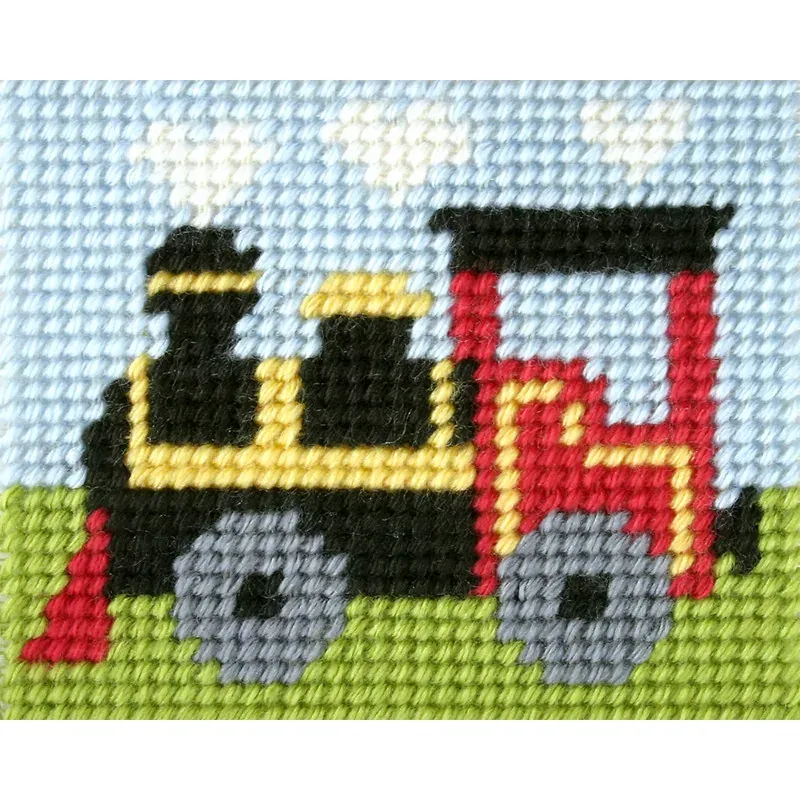 Kit canevas enfant locomotive Orchidea, 17 x 20,5 cm : vue 1