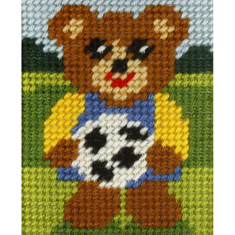 Kit canevas enfant ourson avec ballon, 17 x 20,5 cm : vue 1