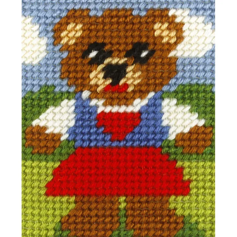 Kit canevas enfant oursonne débutant, 17 x 20,5 cm : vue 1