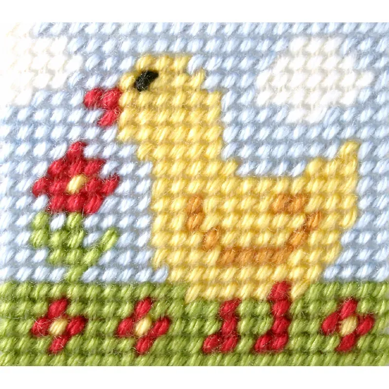 Kit canevas enfant petit canard au demi-point, 11 x 13 cm : vue 1
