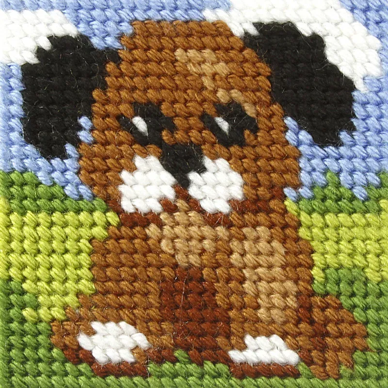 Kit canevas enfant le petit chien, 10,5 x 10,5 cm : vue 1
