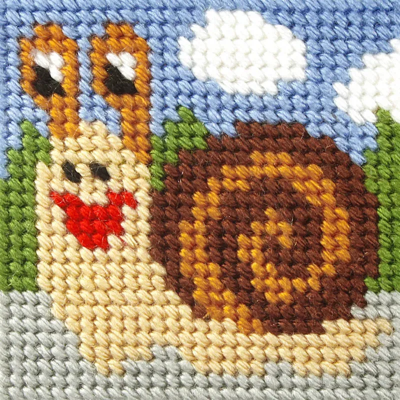 Kit canevas enfant petit escargot, 10,5 x 10,5 cm : vue 1
