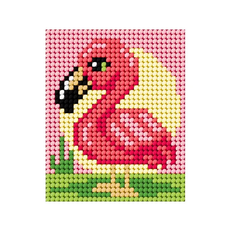 Kit canevas enfant petit flamant rose, 17 x 20,5 cm : vue 1