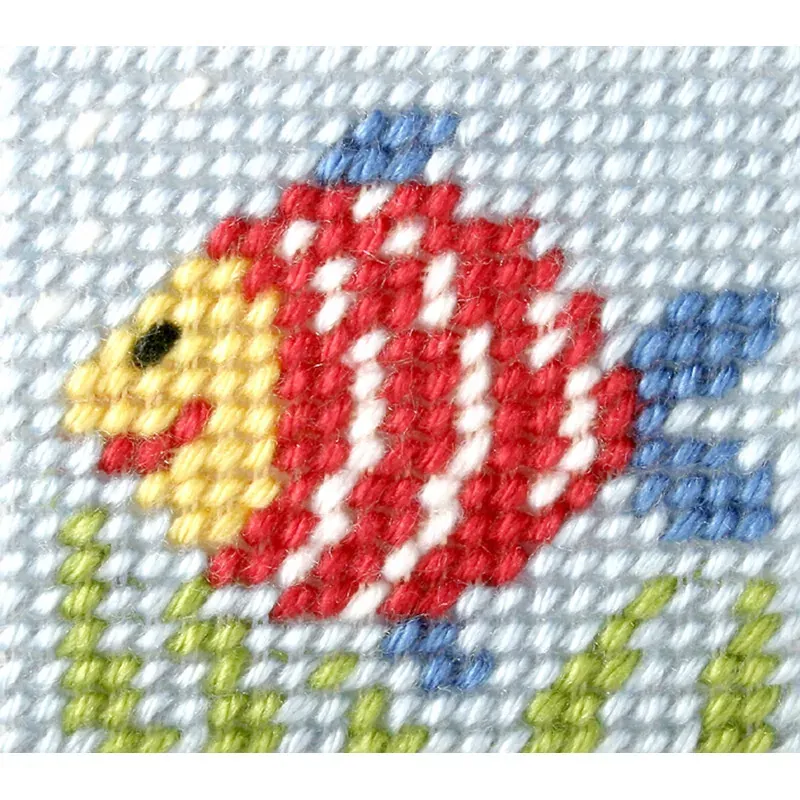 Kit canevas enfant poisson multicolore, 11 x 13 cm : vue 1