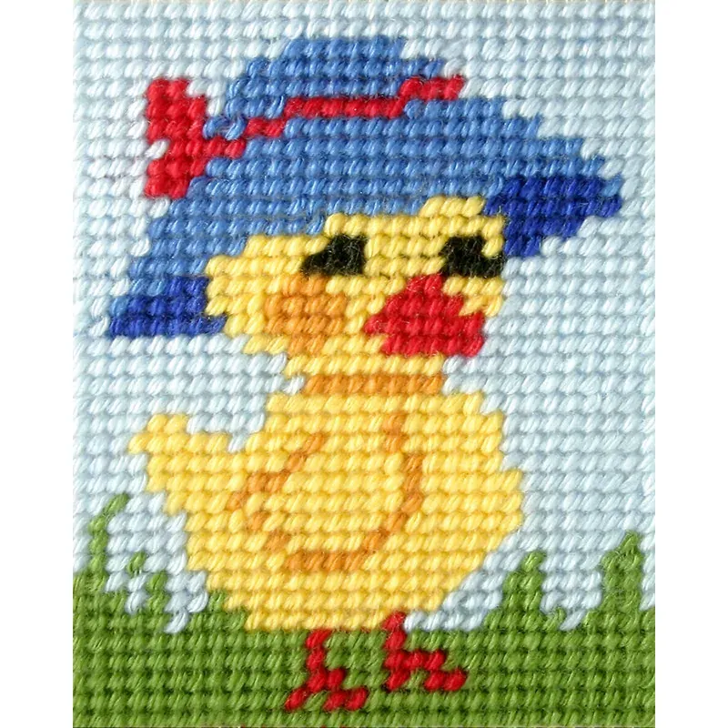 Kit canevas enfant poussin au chapeau, 17 x 20.5 cm : vue 1