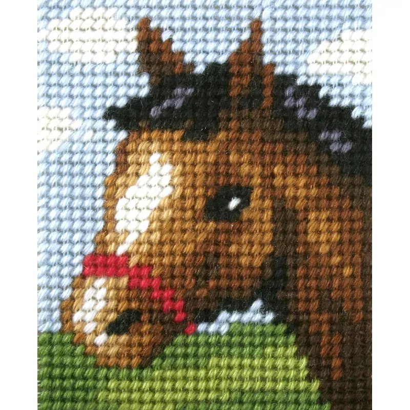 Kit canevas enfant tête de cheval, 17 x 20,5 cm : vue 1