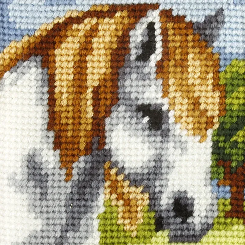 Kit canevas enfant tête de cheval blanc, 16,5 x 16,5 cm : vue 1