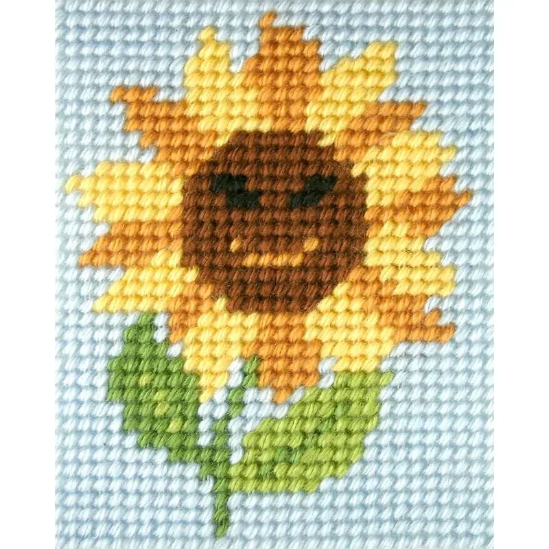 Kit canevas enfant tournesol au demi-point, 17 x 20,5 cm : vue 1