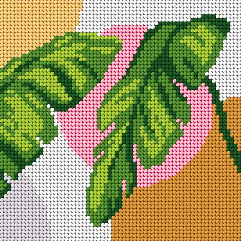 Kit canevas feuilles de plante grasse, 26 x 26 cm : vue 1