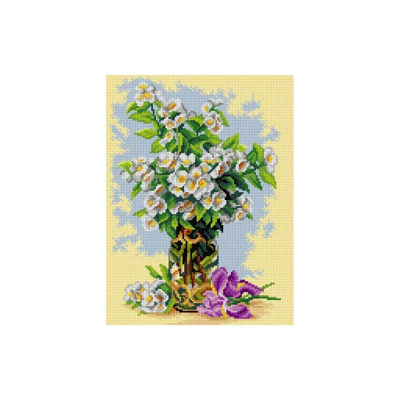 Kit canevas fleurs d’été d’après de Longpré, 30 x 40 cm : vue 1